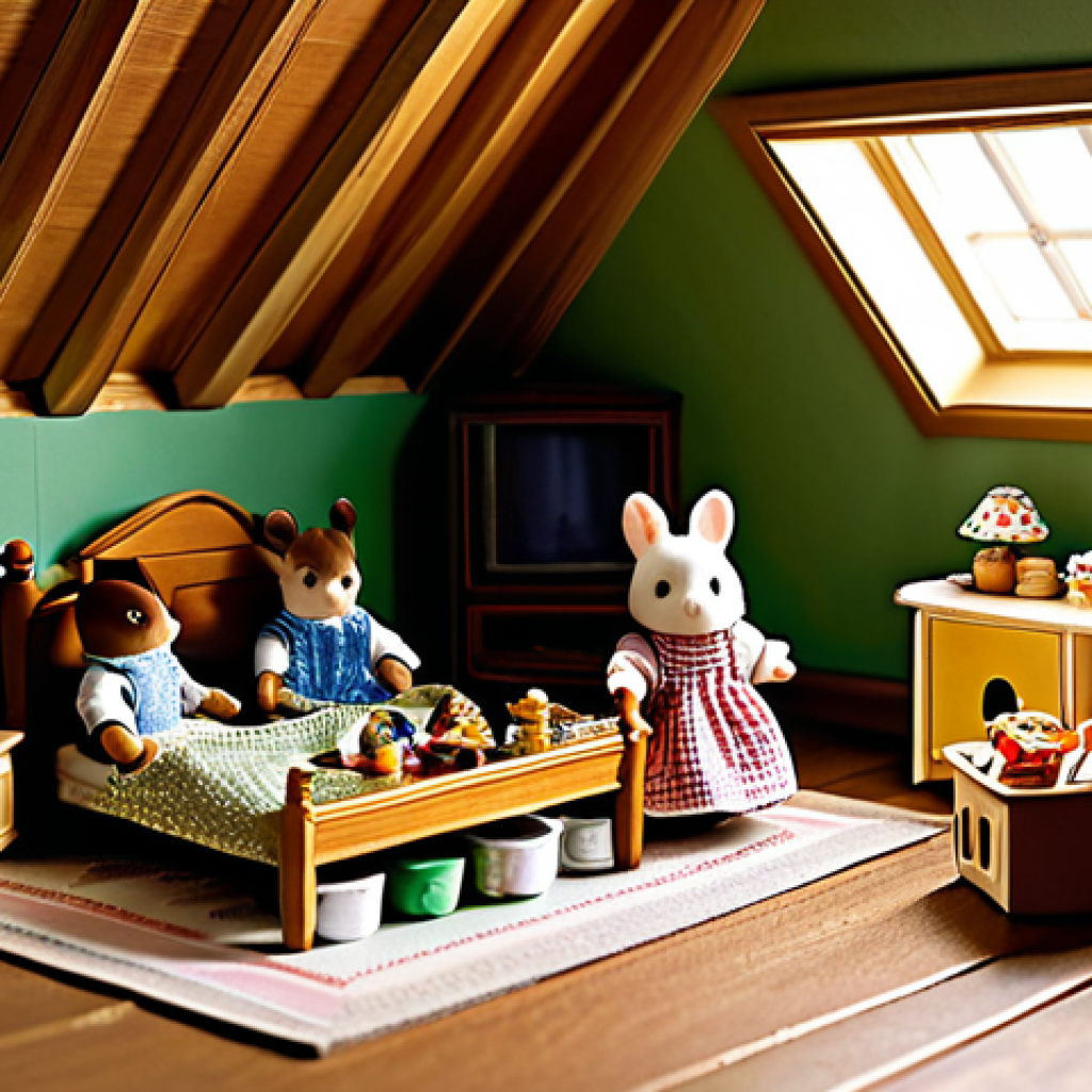 실바니안 가족 시리즈별 특징 - Nostalgic Childhood Scene**

"A child playing with Sylvanian Families figures in a cozy, sunlit atti...