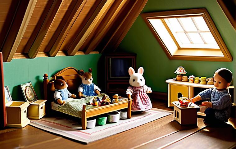 실바니안 가족 시리즈별 특징 - Nostalgic Childhood Scene**

"A child playing with Sylvanian Families figures in a cozy, sunlit atti...