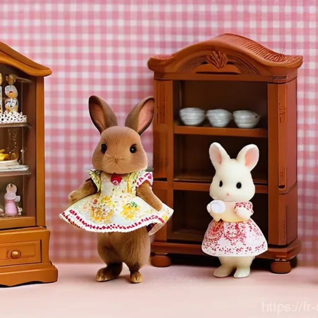 실바니안 가족 팬 모임 개최 후기 - **Prompt:** A cozy, brightly lit display room filled with an extensive Sylvanian Families collection...