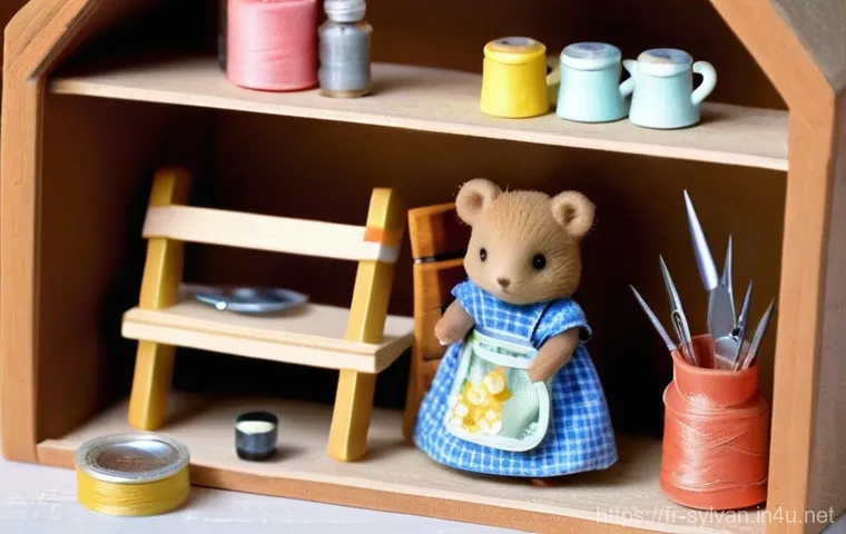 실바니안 가족 팬 모임 개최 후기 - **Prompt:** A cozy, brightly lit display room filled with an extensive Sylvanian Families collection...