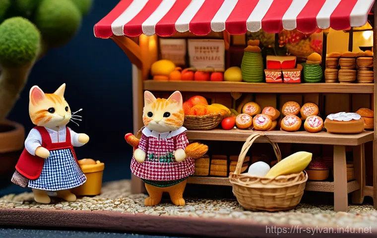 실바니안 가족 팬 모임 개최 후기 - **Prompt:** A focused, close-up shot of a Sylvanian Bear Mother, wearing a charming, slightly paint-...