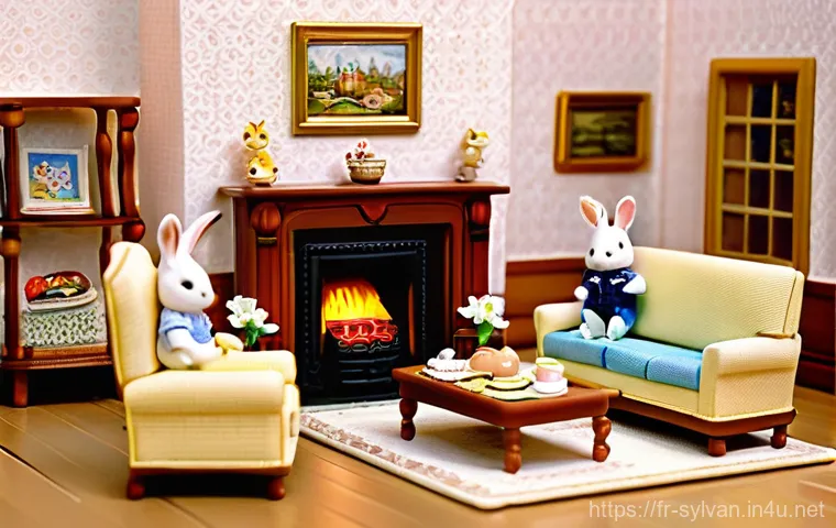 실바니안 가족과 일본 완구 시장의 변화 - **Prompt:** A cozy, intricately detailed living room scene from the Sylvanian Families universe. Fea...