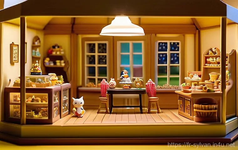 실바니안 가족과 일본 완구 시장의 변화 - **Prompt:** A vibrant and whimsical display of "kawaii" Japanese toys, featuring a Sylvanian Familie...