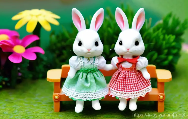 실바니안 가족 커스터마이징 아이디어 - **Prompt:** A whimsical Sylvanian chocolate rabbit figure, intricately customized with hand-painted ...