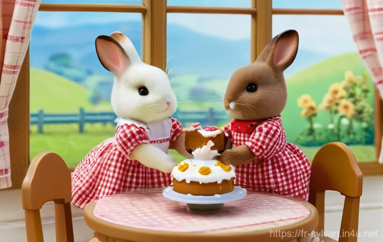 실바니안 가족 인기 캐릭터 순위 - A heartwarming scene featuring the Sylvanian Families Chocolate Rabbit mother and two children. The ...