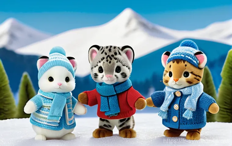 실바니안 가족 인기 캐릭터 순위 - An elegant portrait of the Sylvanian Families Persian Cat family, consisting of a mother, father, an...