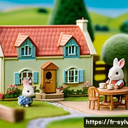 실바니안 가족과 리사와나베 스타일 비교 - A cozy miniature Sylvanian Families village scene set in a peaceful European countryside, featuring ...